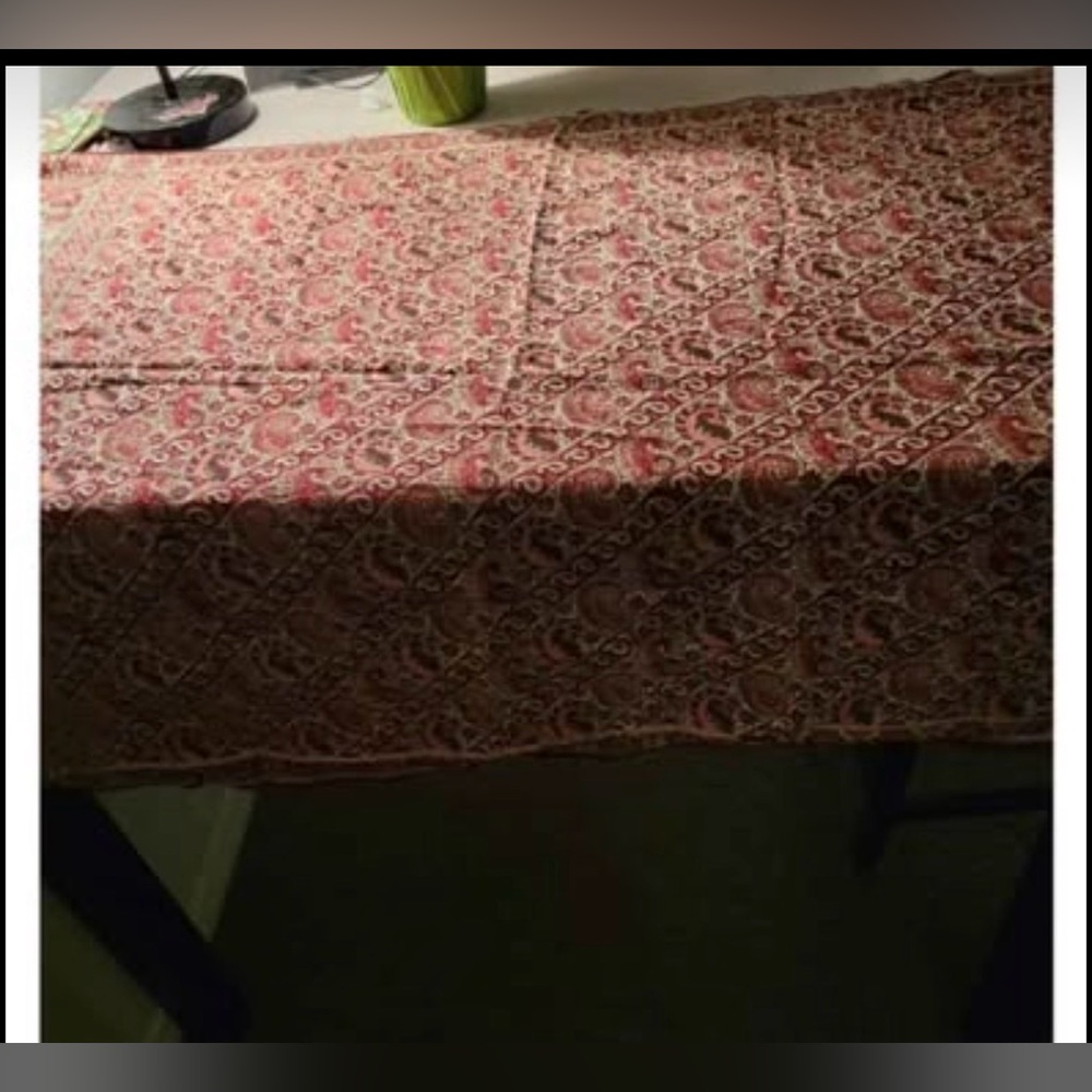Vintage Red and Brown Tablecloth